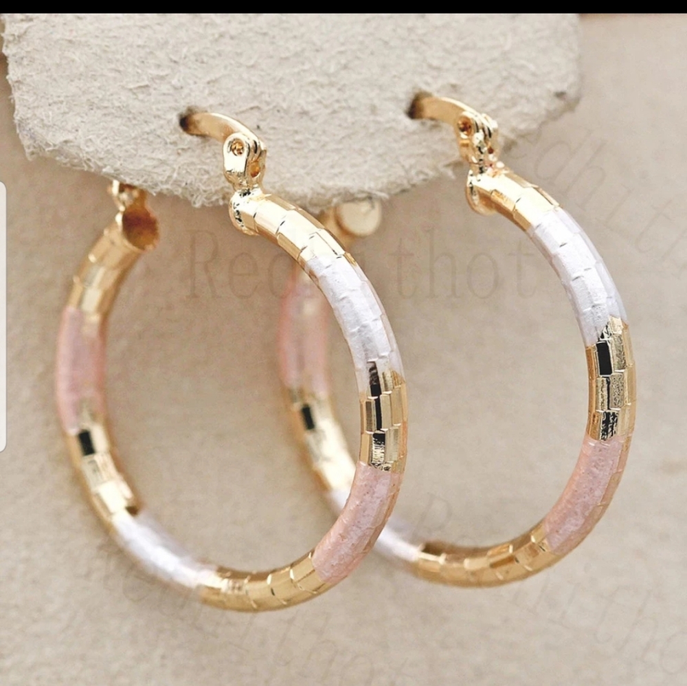 Tri color gold hoop earrings